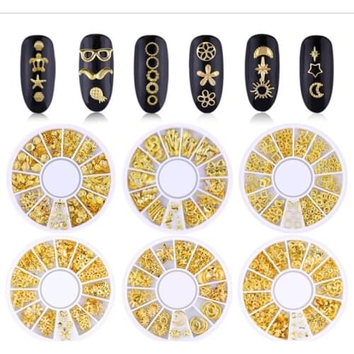 Multi Shaped Design Silver Gold Rivet Alloy Metal Charm Decoration Nail Art Tips Cylinder Studs 3D Rhinestone DIY Manicure Tools
