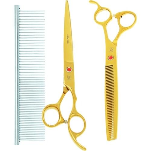 Meisha 8 inch Pet Scissors Set Dog Cat Grooming Shears Straight Curved Thinning Stainless Steel Animals Hairdressing Tool B0049A