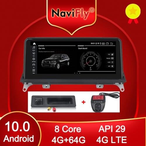 NaviFly 10.25" IPS DSP Android 10.0 Car Multimedia Player for BMW X5 E70 X6 E71 2007-2013 CCC CIC 4GB 64GB Octa Core Camera DVR