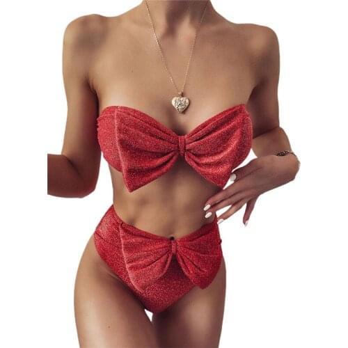 2020 New Bikini Women Sexy swimsuit swimwear women Solid Bikinis Set Push-Up Padded Bow Swimsuit Beachwear vestidos Cute