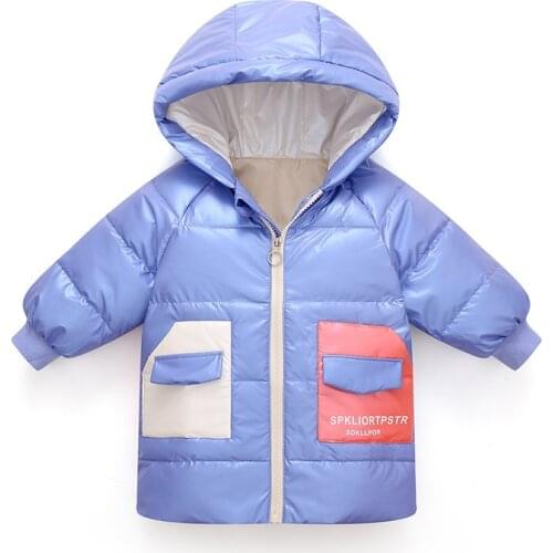 2021 new baby girl down jacket medium and long childrens thickened winter clothes foreign Sequin waterproof cotton padded jacke