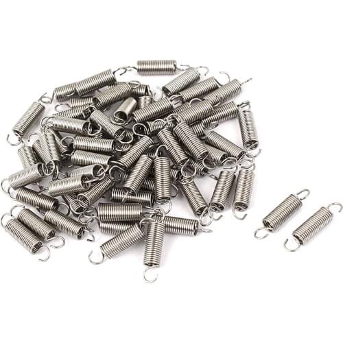 UXCELL 64pcs Extension Springs 0.5mm Wire Dia 4.1mm OD 18mm Free Length Spring Steel Small Dual Hook Tension Spring 0.5x4.1x18mm
