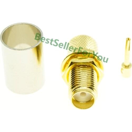 SMA Connector Female Jack Bulkhead Nut Crimp For RG5 RG6 5D-FB LMR300 Cable Straight RF Connector