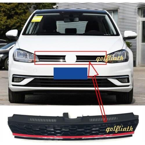 GOLFLIATH For volkswagen Golf MK7.5 badgeless Front Center Grille Black Chrome ABS Radiator Hood Upper meshed Grill