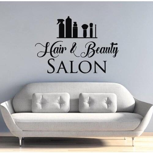 Hair Salon Vinyl Wall Decal Hair and Beauty Salon Logo Wall Sticker Business Signage Decor Beauty Shop Window Wall Mural AY1416
