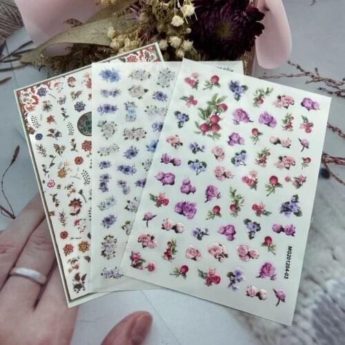 3D Nail Sticker Flower Design DIY Tips Nail Art Ornament Packaging Self Adhesive Transfer Decal Slider