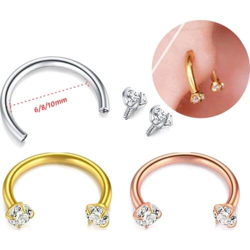 1Pc 1.2x6/8/10mm Steel Zircon Cartilage Ear Stud Ear Piercing Jewelry Cartilage Earrings Women Sexy Piercing Body Jewelry