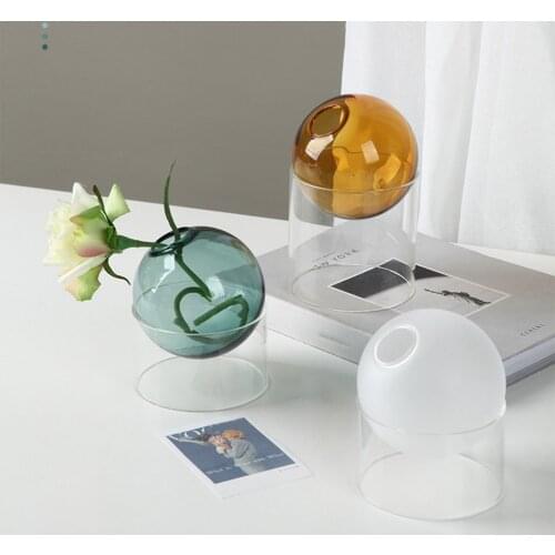 Nordic Glass Transparent Vase Living Room Flower Arrangement Creative Minimalist Desktop Hydroponic Spherical Decoration