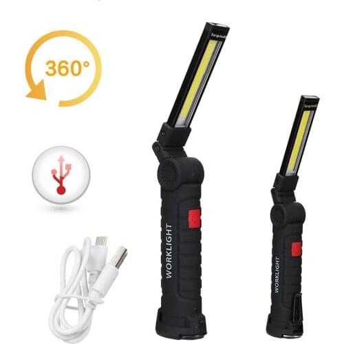 2pcs 10W COB LED Flood light Foldable LED Torch Flashlight USB Charging battery LED Portable Lamp 360 rotary with Magnetic Hook