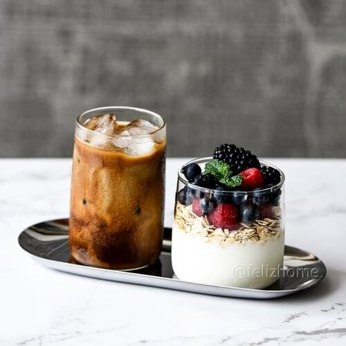 Ice coffee cup glass cafe restaurant cold drink cup dessert cup high temperature resistant glass cup microwave