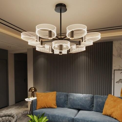 Nordic living room LED chandeliers post-modern minimalist Acrylic light guide plate lamps hanging lamp luxury bedroom creative