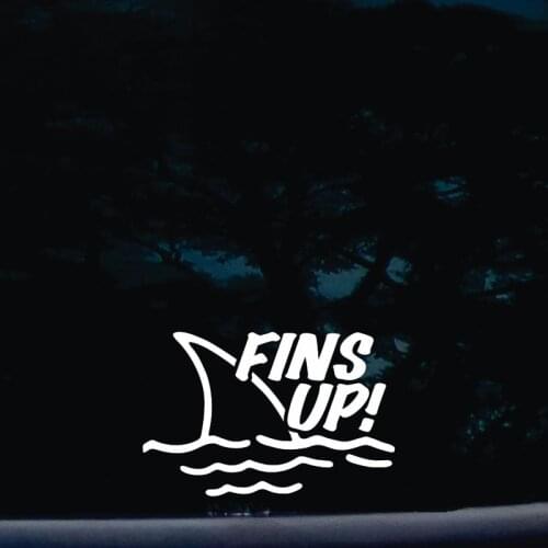 TD ZWFins Up! die cut vinyl toy stickers decal for windows, cars, trucks, tool boxes, laptops, noteBook 6''wide white