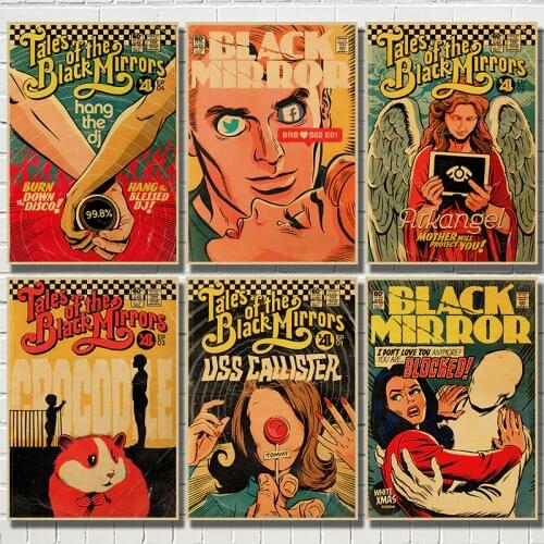 Vintage Classic Movie Black Mirror - BBC Poster Painting Retro Poster Kraft Paper For Home Bar Wall Decor Stickers