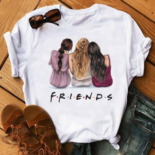 Cartoon Girlfriends Comics Creative Printing Womens Printed Round Neck Short-sleeved T-shirt Loose Top Oversized T-shirt S-4XL