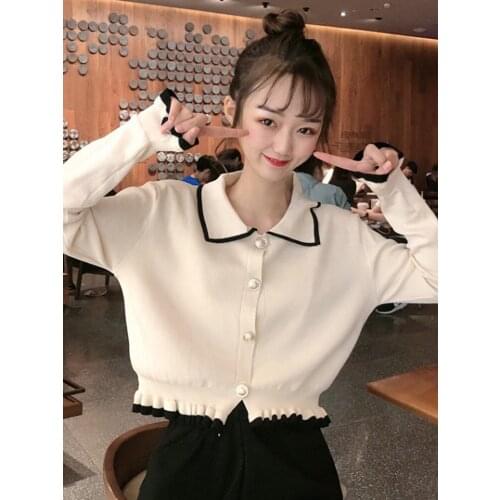Autumn New Womens Korean Japanese School Uniform College Wind Solid Color Wild Shirt Button Student Long Shirt Cardigans Girls