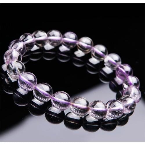 Wholesale 10mm Genuine Purple Natural Kunzite Bracelets For Women Lady Charm Stretch Round Crystal Bead Bracelet