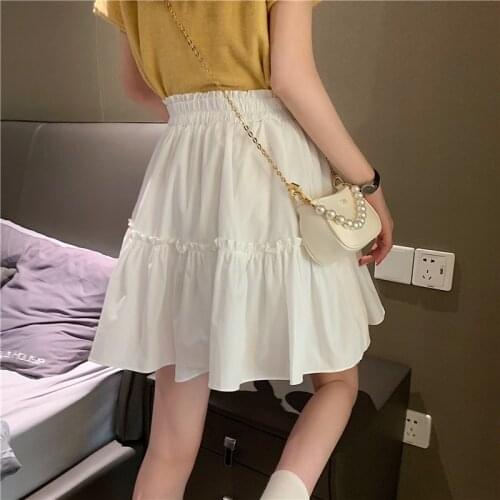 Women Shorts Mini Elastic High Waist Short Skirt Kawaii Fashion Beach Wear Summer Black White Pleated A Line Skirt Korean Party