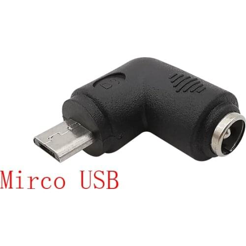 1Pcs 5.5x2.1mm DC Power Female to Mirco USB Male Right Angle Adapter 5.5*2.1mm DC Jack Mirco USB Plug Elbow Charging Connector