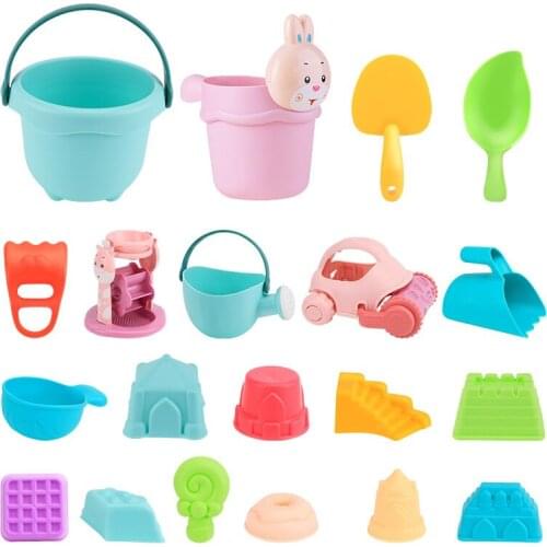 17PCS Summer Baby Beach Game Toy Silicone Soft Sand Beach Set Sand Bucket Shovel Sand Dredger Water For Boys And Girls Toys NEW