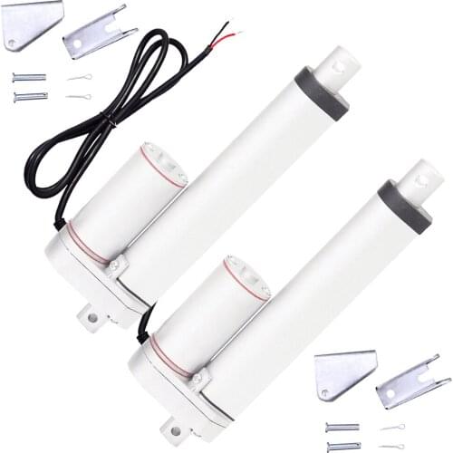 2PCS 1500N load 5.7mm/sec speed 200mm 8 inch stroke 12V DC mini small electric linear actuators tubular motor & Brackets