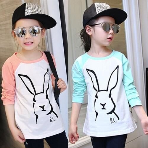 2018 Boy girl brand T shirt spring Autumn fashion Long sleeve Bottoming shirt Cotton sports Big rabbit top&tee baby kid clothing