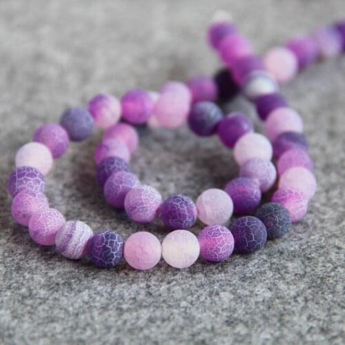 2021 New For Necklace 8mm Stripe Purple Natural Frosted Onyx Beads Round Hand Made DIY Loose 15inch Carnelian Jewelry Making