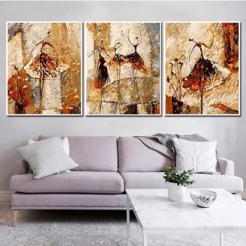 RUOPOTY 3pc Framed Painting By Numbers Kits For Adults Dancing girl Diy Oil Paints Bedoom HandPainted Home Decor Artcrafts 40x