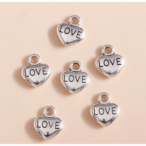 20pcs 10*12mm Cute Mini Letter Love Heart Charms DIY Fit Necklaces Pendants Earrings Making Handmade Craft Jewelry Accessories