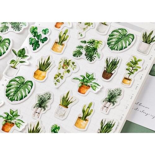 45pcs/box Kawaii Green oxygen life Diary Mini Paper Sticker Decoration DIY Album Diary Scrapbooking Label Sticker Stationery