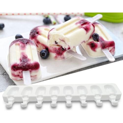 8 Grid Ice Cream Mold Makers Silicone Thick material DIY Molds Ice Cube Moulds Dessert Molds Tray With Popsicle