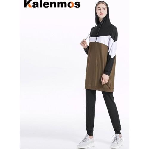 Arab Muslim 2 Piece Suits Tracksuit Hoodies Women Sweatshirt Top and Pant 2020 Spring Jogging Hooded Sports Outfits Sets Suit