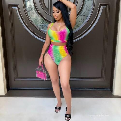 Bikini 2021 New Summer Tie Dye Print High Waist Bikini Set Swimwear Women Brazilian Bathing Suit Sexy Swimsuit Female Biquini