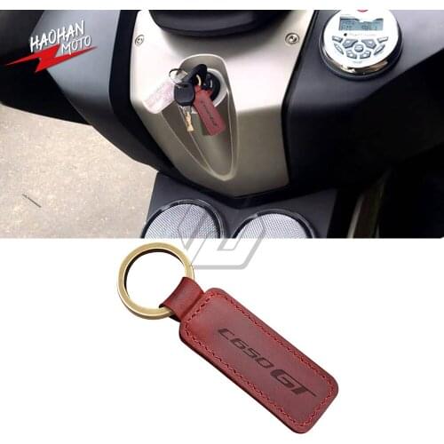 For BMW Scooter C650GT C650 GT Model Motorcycle Keychain Cowhide Crazy Horse Skin Key Ring