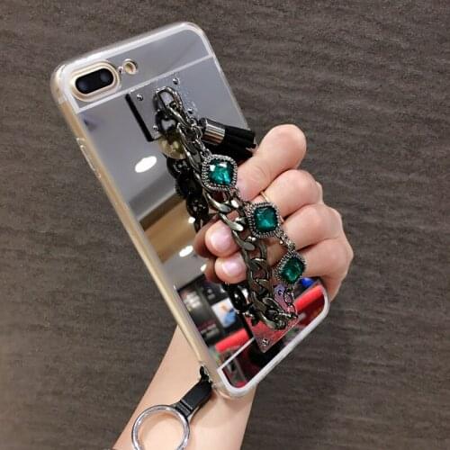 Diamond bracelet chain tassel mirror phone case cover For Huawei P10 P20 Lite Plus Y5 Y6 Y9 2017 2018 Mate 9 10 20 lite Pro