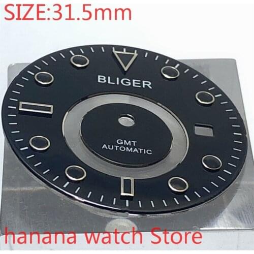 BLIGER dial size 31.5mm premium watch parts black dial mens watch night dial, suitable for Miyota-DG-2813-3804