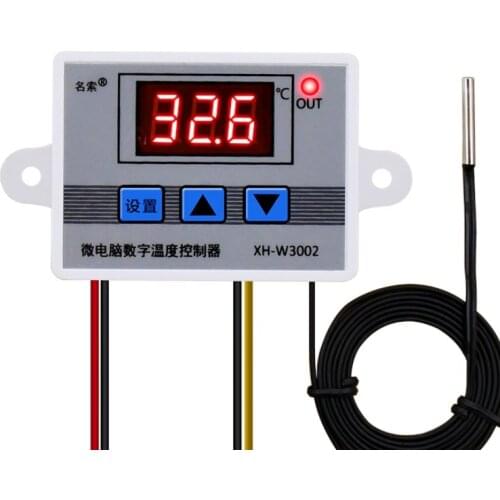 W3002 AC 220V DC 12V 24V Digital LED Temperature Controller 10A Incubate Thermostat Control Switch Probe with waterproof sensor
