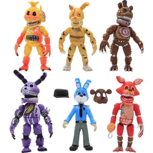6/PCS FNAF Five Nights At Freddys Nightmare Freddy Chica Bonnie Funtime Foxy PVC Bagged Action Figures Model Toys