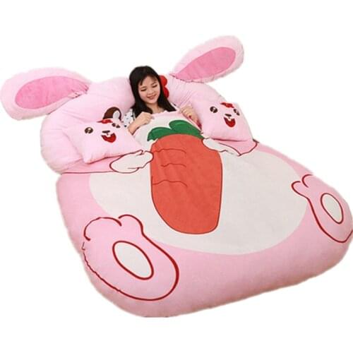 Fancytrader Cartoon Animal Rabbit Tatami Giant Stuffed Soft Beanbag Bed Carpet Mat Sofa Pink
