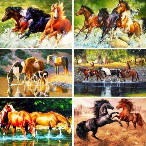 HUACAN Diamond Painting Kit Animal Horse Rhinestones Diamond Embroidery Cross Stitch Mosaic Handmade Gift