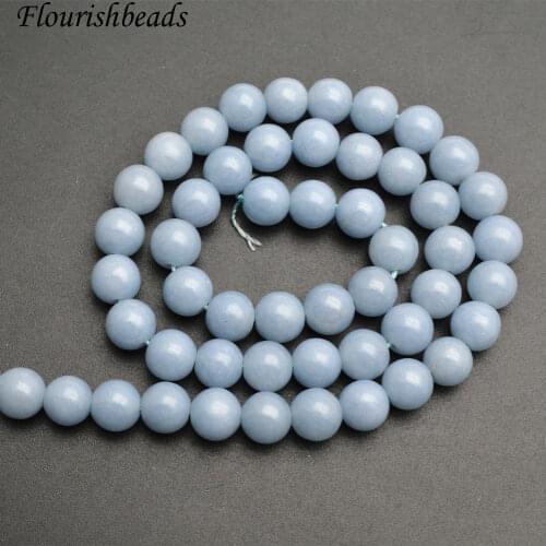 4mm~12mm Natural Blue Angelite Smooth Stone Round Loose Beads Jewelry Findings