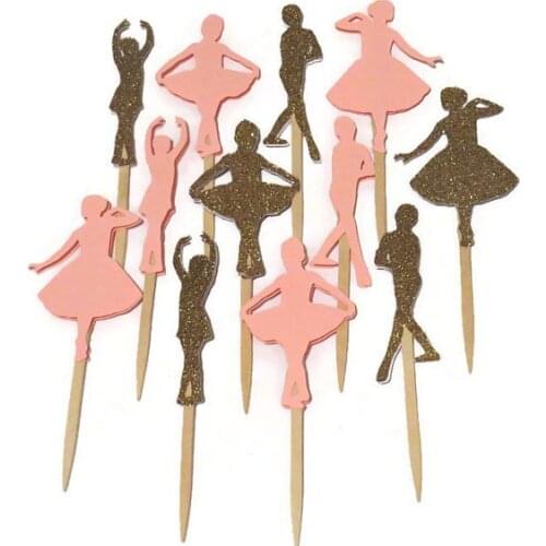 Little ballet dancers Glitter Cupcake Toppers birthday Wedding Bridal baby Shower Engagement Party Bachelorette toothpicks
