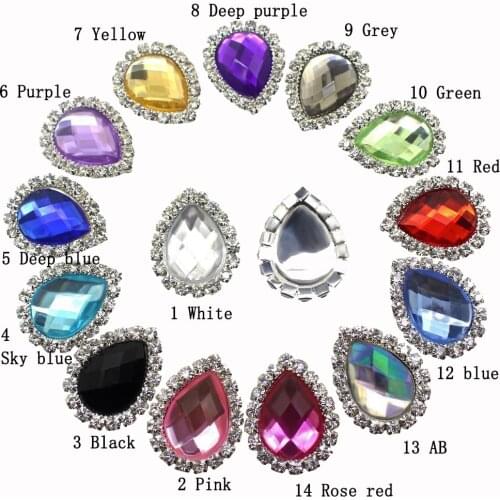 Fashion 10Pcs 20*26mm Water Drop Diy jewelry Accessories Acrylic rhinestones pedestal embellishments caps Decoration For Making