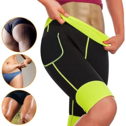 Neoprene Capris Sports Trousers Fitness Pants Tight Running Shorts Cropped Bodybuilding Sweat Yoga Pants with Side pocket