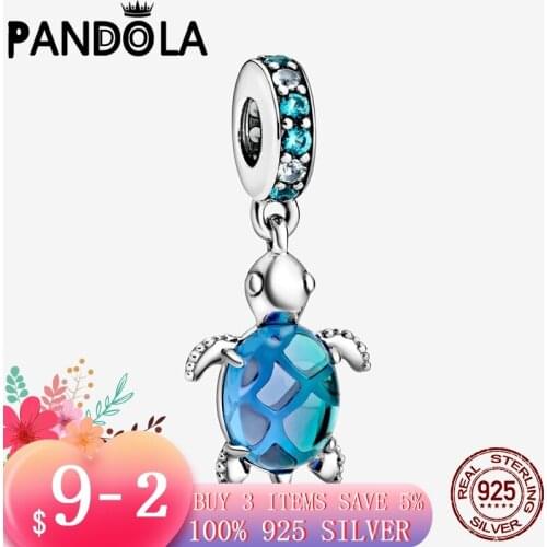 Arrival 925 Sterling Silver Murano Glass Sea Turtle Dangle Charms Beads Fit Original Pandora Bracelet Necklace Jewelry
