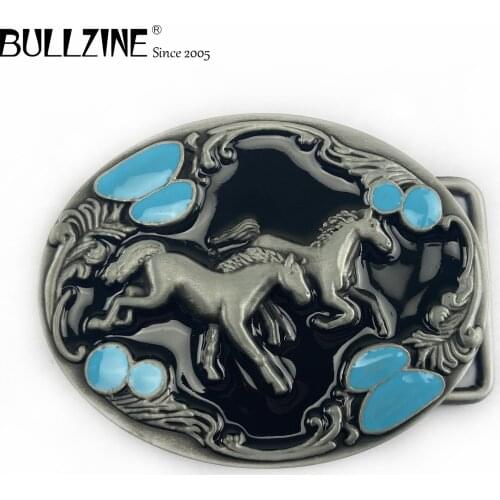 The Bullzine wholesale Horse belt buckle with pewter finish FP-03181 with continous stock