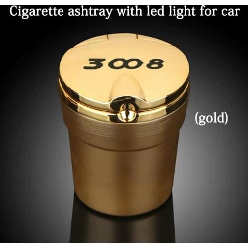 Led Lights Car Ashtray With Creative Cover Personality Multi-function Interior Car Accessories For For Peugeot 3008 gt line