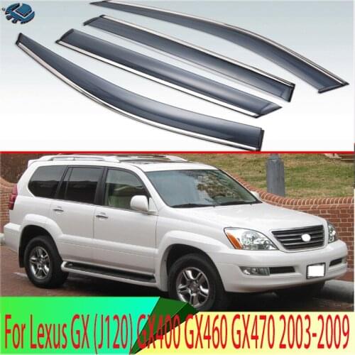 Plastic Exterior Visor Vent Shades Window Sun Rain Guard Deflector 4pcs For Lexus GX (J120) GX400 GX460 GX470 2003-2009