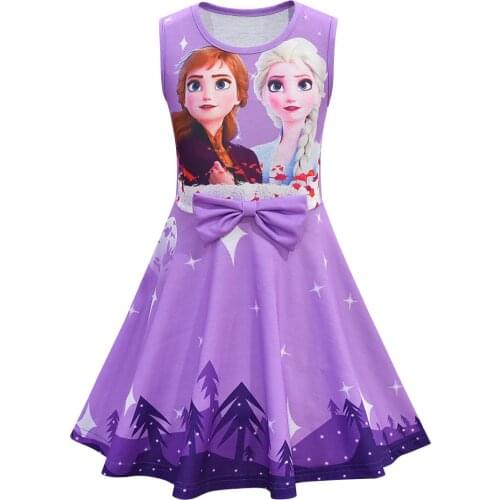 Disney Elsa Princess Kids Baby Summer Dress Holiday Party Dress For Girls Tutu Kids Beach Clothes Children Sleeveless Dresses