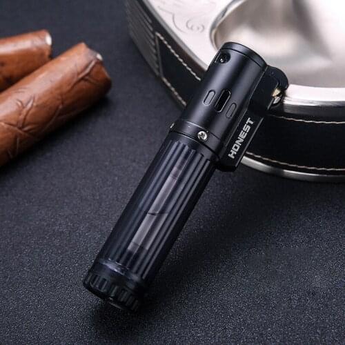 Portable Torch Metal Windproof Gas Butane Jet Flint Lighter Mini BBQ Cigar Spray Gun Smoking Accessories Gadgets For Men