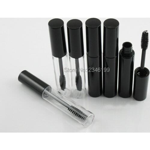 Empty Mascara Tube 10ml Black Mascara Sub-bottle Transparent Eyebow Dye Cream Cosmetic Container Empty Black Mascara Tube 50pcs